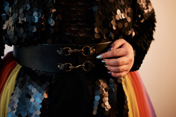 cropped shot of an unrecognizable person showing off a dress in a studio - nails art stock pictures, royalty-free photos & images
