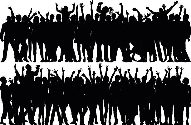 crowd (all complete, moveable, detailed people) - concert stock illustrations