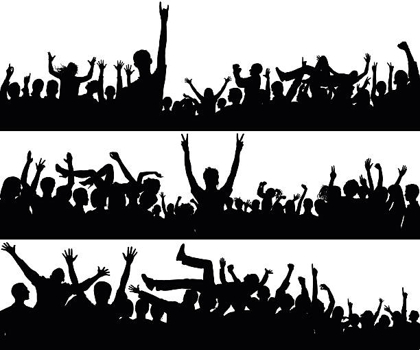 crowd (all complete people, a clipping path hides the legs) - concert stock illustrations