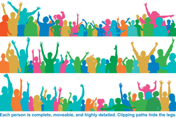 crowd (all people are complete- clipping paths hide the legs) - concert stock illustrations