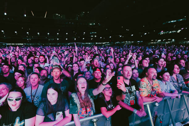 Crowd as Red Hot Chili Peppers perform their Unlimited Love Tour at Marvel Stadium on February 7, 2023 in Melbourne, Australia.