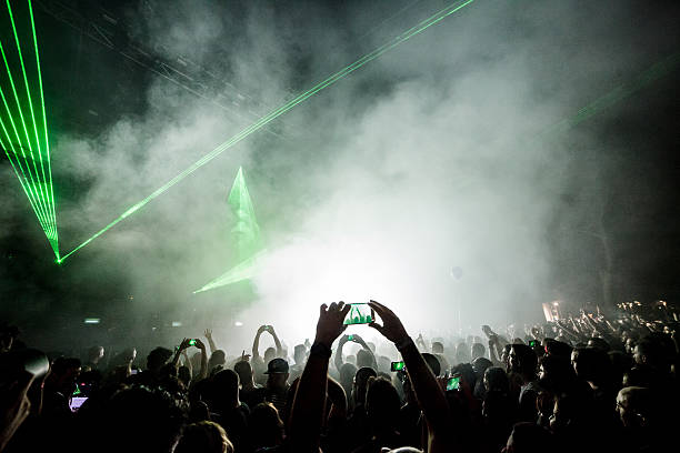 crowd in a concert - concert stock pictures, royalty-free photos & images