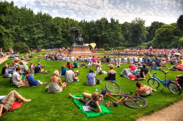 Crowds attend 'Concerts under the Willow Tree' by Chopin in Lazienki Park in Warsaw, 30th July 2010.