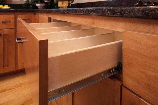 custom kitchen cabinetry and utensil drawer. - home decoration stock pictures, royalty-free photos & images