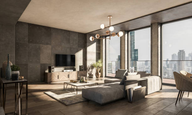 dark luxury secondary living room and dining room - home decoration stock pictures, royalty-free photos & images