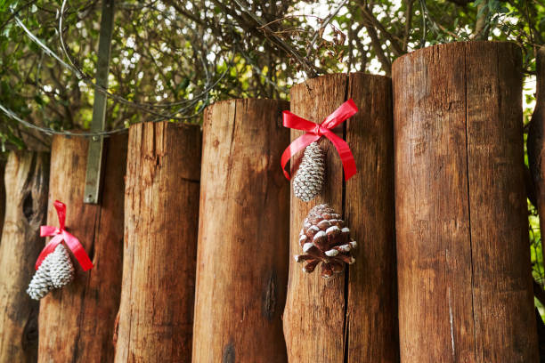 decorating christmas outdoors - garden decoration stock pictures, royalty-free photos & images