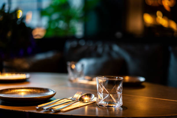 dining table in the luxury restaurant - home decoration stock pictures, royalty-free photos & images