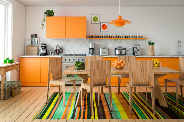 domestic kitchen interior - home decoration stock pictures, royalty-free photos & images