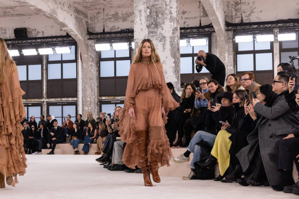 Doutzen Kroes walks the runway during the Chloé Womenswear Fall/Winter 2024-2025 show as part of Paris Fashion Week on February 29, 2024 in Paris,...