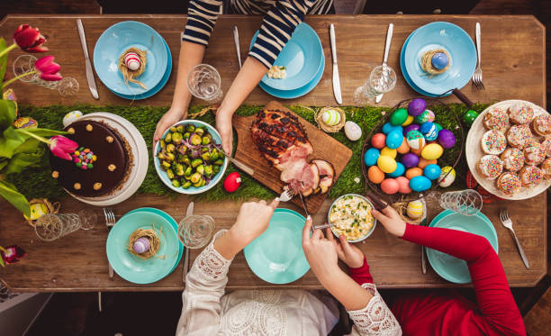 easter table - food stock pictures, royalty-free photos & images