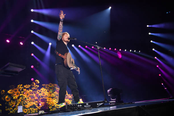 Ed Sheeran performs during a Concert for Ukraine at Resorts World Arena on March 29, 2022 in Birmingham, England. All proceeds from Concert for...