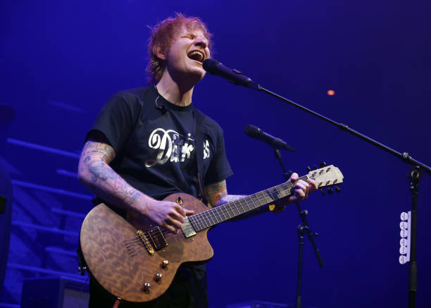Ed Sheeran performs live on stage as he plays a surprise support set for The Darkness at The Roundhouse on December 09, 2023 in London, England.