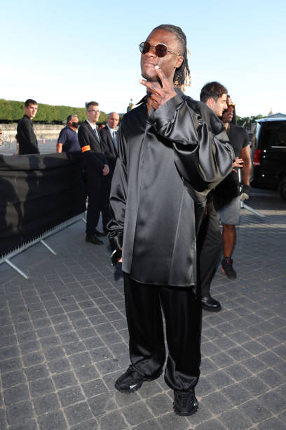Eduardo Camavinga arrives at Hotel de la Marine on July 06, 2022 in Paris, France.