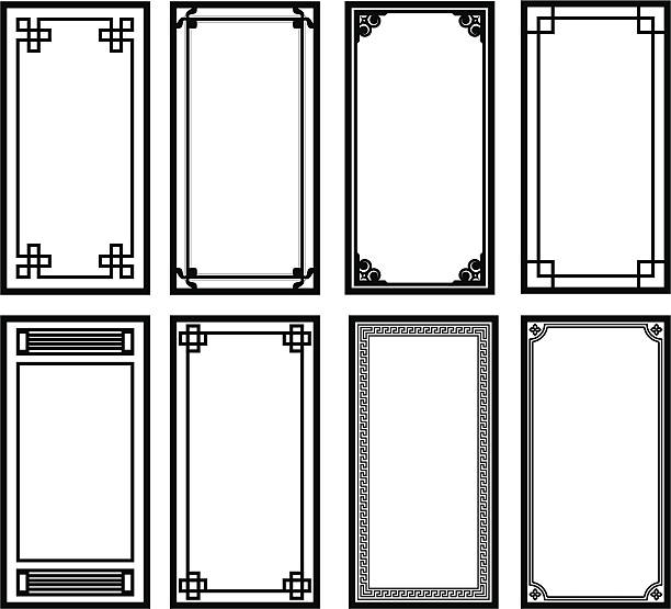 eight asian style frames - fashion stock illustrations