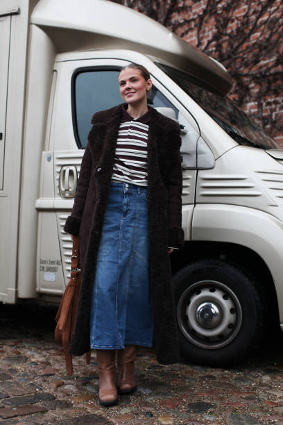 Emma Stallmark is seen wearing a Brown Shearling Coat outside OpéraSport show during the Copenhagen Fashion Week Autumn/Winter 2025 on January 27,...