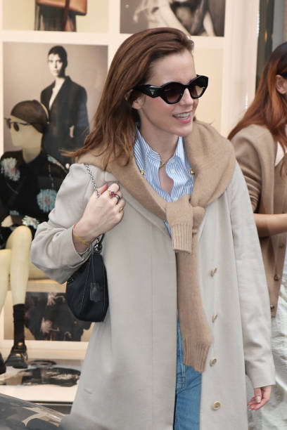 Emma Watson is seen during the Milan Fashion Week - Womenswear Fall/Winter 2024-2025 on February 21, 2024 in Milan, Italy.