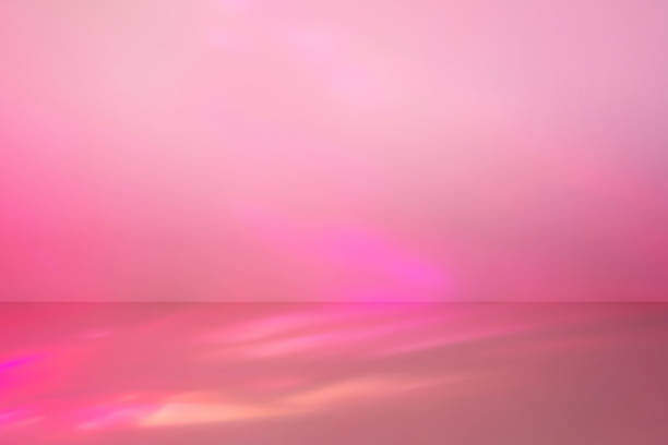 empty neon magenta pink colored scene - abstract studio room, stage background with crystal rainbow light refraction, disco ball light effects, front view, copy space - fashion stock pictures, royalty-free photos & images
