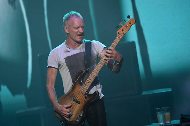 English musician Sting performs during his "Sting 3.0" concert tour at The Wiltern in Los Angeles, on November 12, 2024. / RESTRICTED TO EDITORIAL USE
