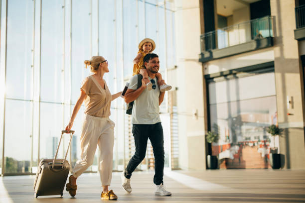 excited family going on vacation together - travel stock pictures, royalty-free photos & images