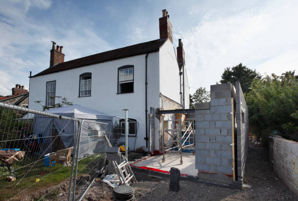 extension being built onto the side of a listed period property, mid project. - home decoration stock pictures, royalty-free photos & images