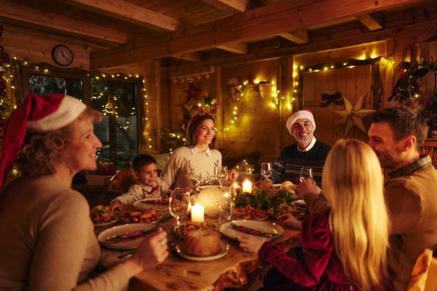 family's christmas dinner! - home decoration stock pictures, royalty-free photos & images