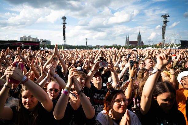 Fans atttends the perfomance of Mark Forster at the FAN FEST EURO 2024 ahead of the EURO 2024 at Theresienwiese on June 12, 2024 in Munich, Germany.