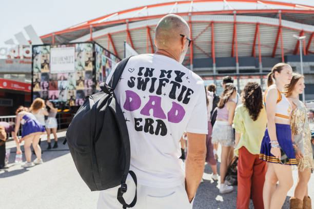 Fans gather around the stadium prior to the concert of American singer and songwriter Taylor Swift as part of her 'Eras Tour', at Estadio da Luz in...