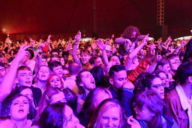 Fans watch Blossom perform at a live music concert hosted by Festival Republic in Sefton Park in Liverpool, north-west England on May 2 where a...
