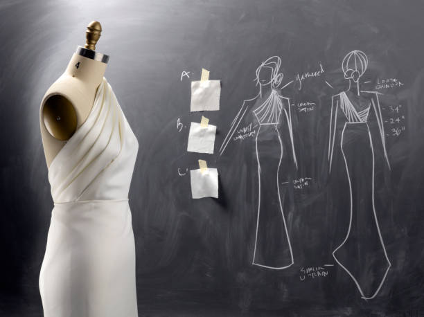 fashion drawing and sewing form - fashion photos et images de collection