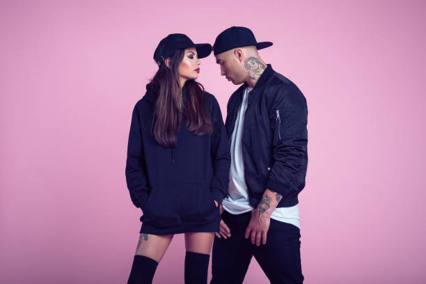 fashion portrait of rebel young couple - fashion stock pictures, royalty-free photos & images