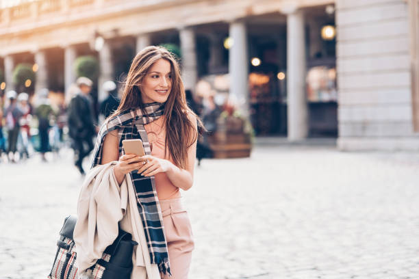 fashionable woman in london city - fashion stock pictures, royalty-free photos & images