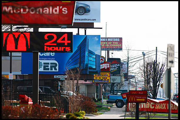 Fast food advertisements in America's most unhealthy town Huntington, West Virginia. Huntington has been named the unhealthiest town in the US due to...