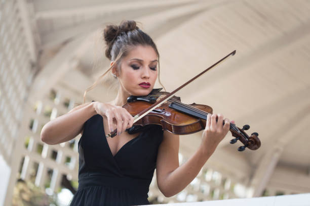 female violinist - concert stock pictures, royalty-free photos & images
