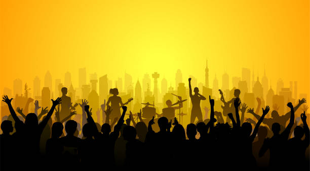 festival in the city (each person is complete, clipping paths hide the legs) - concert stock illustrations