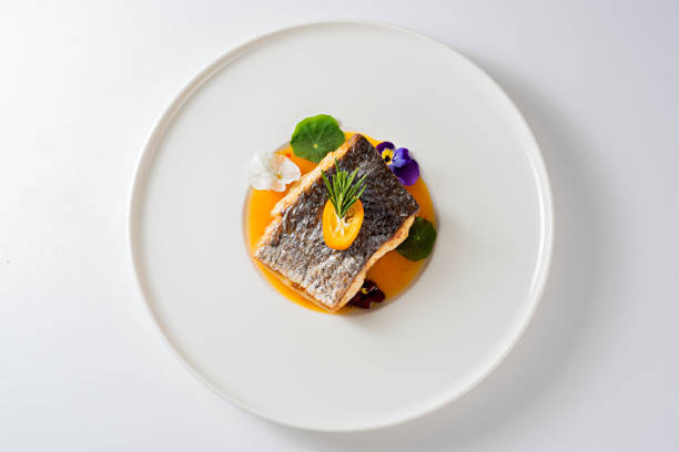 fine dining grilled sea bass - food stock pictures, royalty-free photos & images