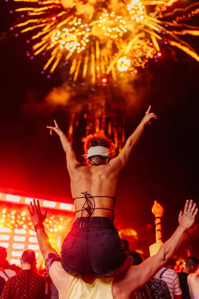 fireworks at concert - concert stock pictures, royalty-free photos & images