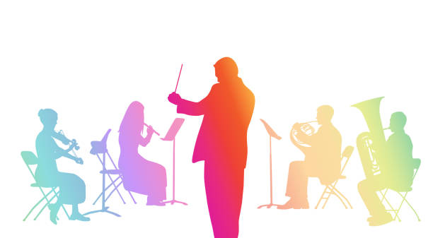 fist violin rainbow - concert stock illustrations