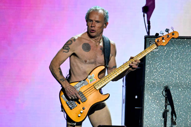 Flea of Red Hot Chili Peppers performs onstage during the FIREAID Benefit Concert for California Fire Relief at The Kia Forum on January 30, 2025 in...