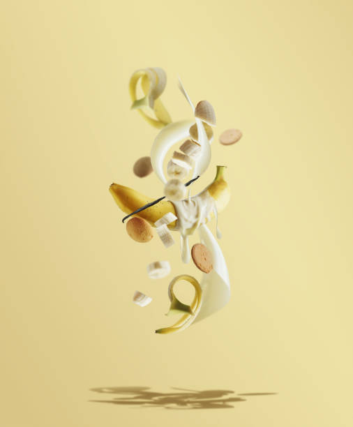 flying banana pudding ingredients - food fotografías e imágenes de stock