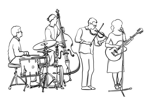 folk rock band - concert stock illustrations