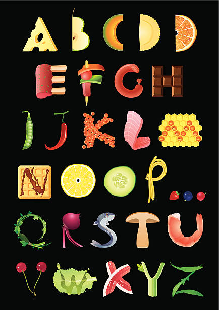 food alphabet - food stock illustrations