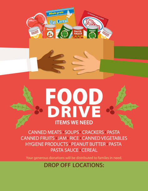 food drive donation poster template - food stock illustrations