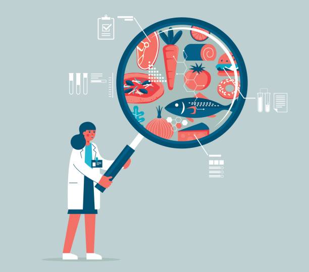 food quality control - female - junk food stock illustrations
