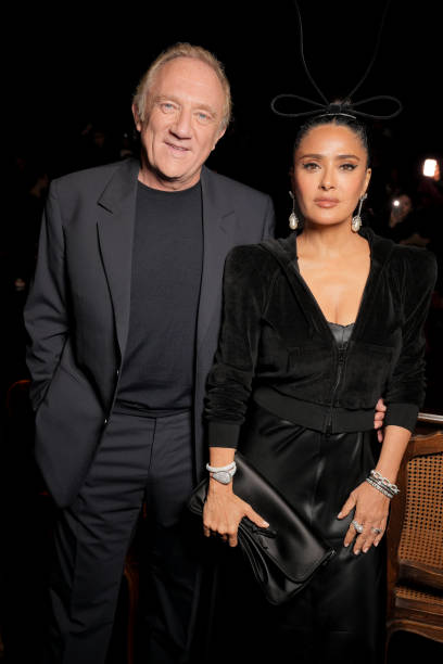 François-Henri Pinault and Salma Hayek at Balenciaga RTW Spring 2025 as part of Paris Ready to Wear Fashion Week on September 30, 2024 in Paris,...