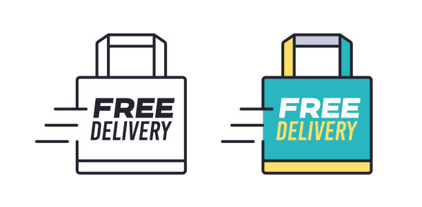 free delivery shopping bag - junk food stock illustrations