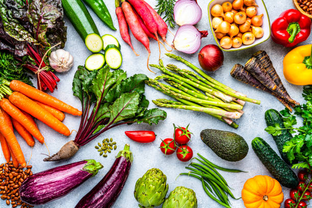 fresh healthy organic vegetables background - food stock pictures, royalty-free photos & images