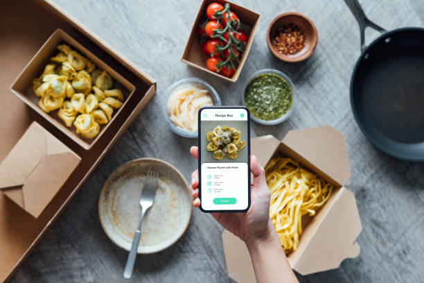 fresh recipe box and food delivery - food stock pictures, royalty-free photos & images