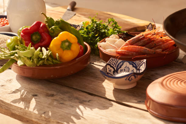 fresh seafood and other ingredients - food stock pictures, royalty-free photos & images