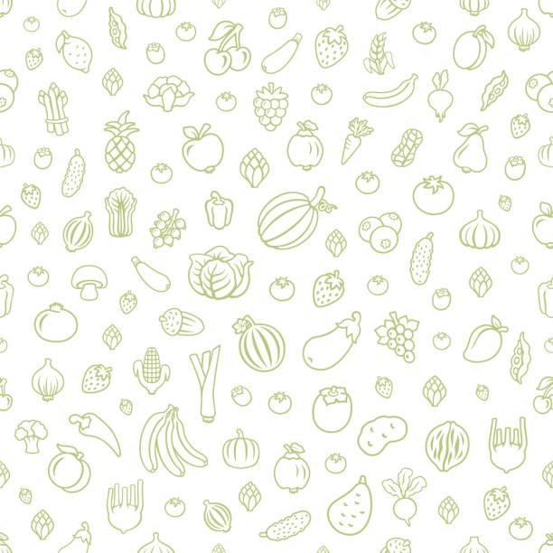 fruits and vegetables. seamless pattern - food stock illustrations