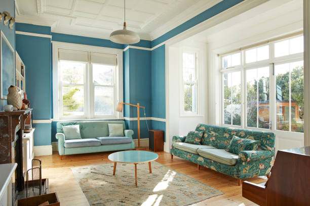 furniture arranged in living room - home decoration stock pictures, royalty-free photos & images